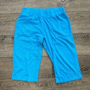 Aqua funky bright blue Terry cropped pants  SZ M beach lounge